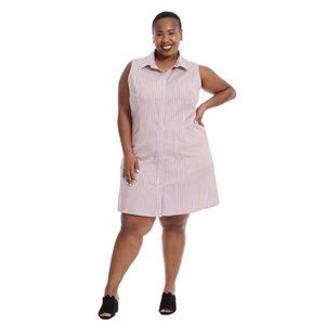 Ainsley Plus Size Striped Shirt Dress EUC